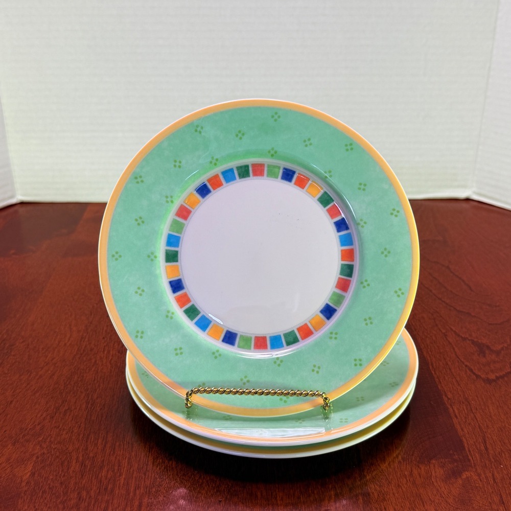 3 X Villeroy & Boch 7 Inch Bread Plates Green Switch Twist Alea Verde